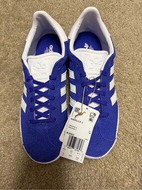 adidas Gazelle J Blue/Purple with White Stripes